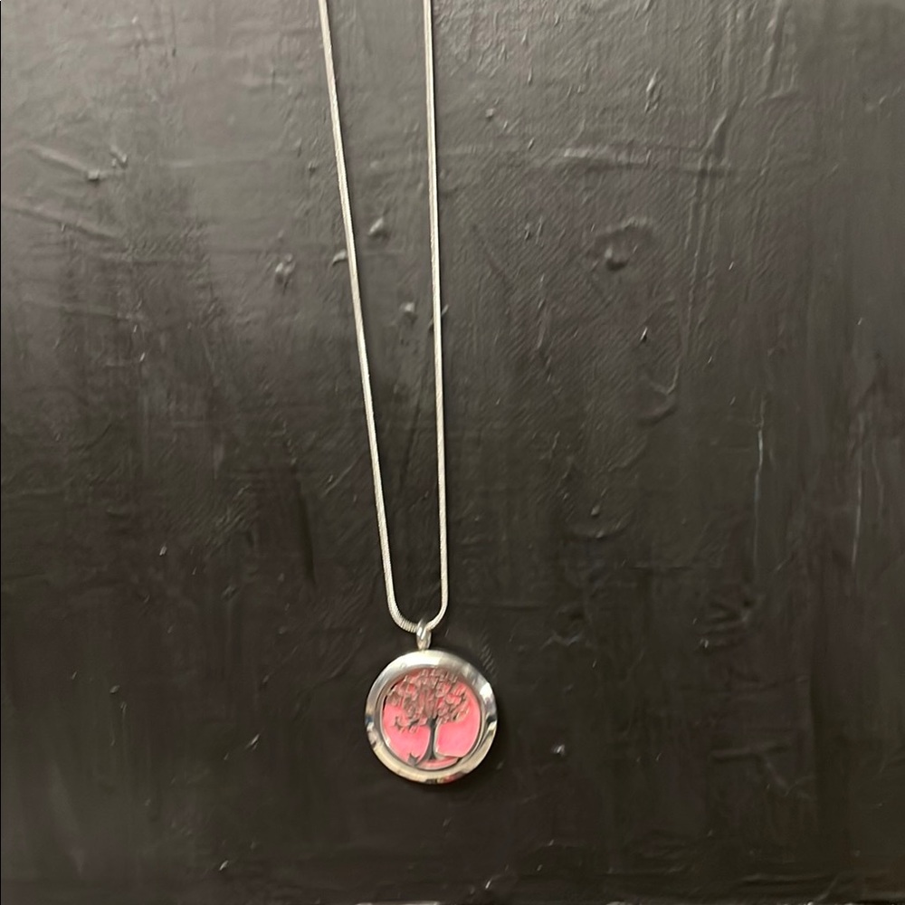 Silver and Pink Minimalist Pendant Necklace
